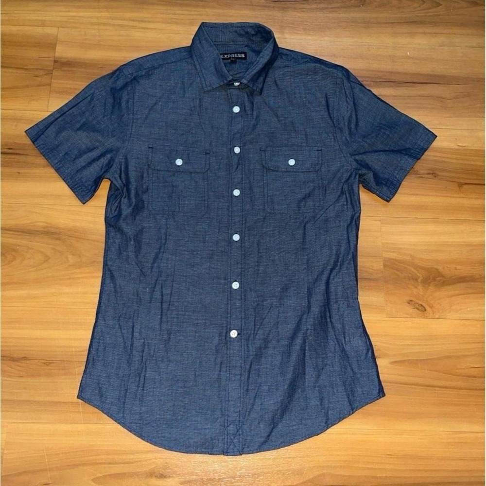 Mens Express Denim Pocket Short Sleeve Shirt